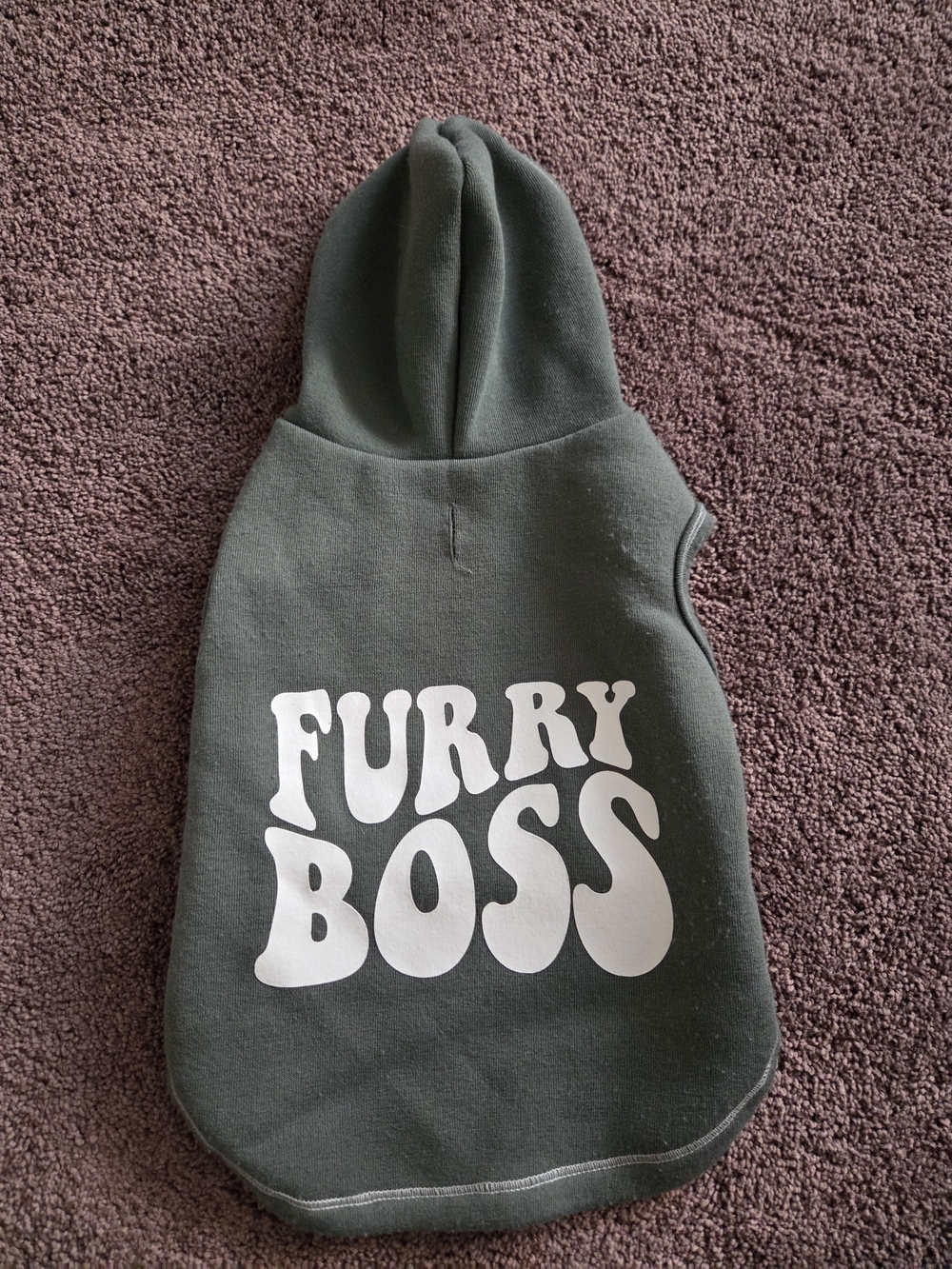 Olive Green 'FURRY BOSS' Dog Hoodie